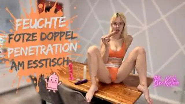 Feuchte Fotze💦 Doppel Penetration am Esstisch
