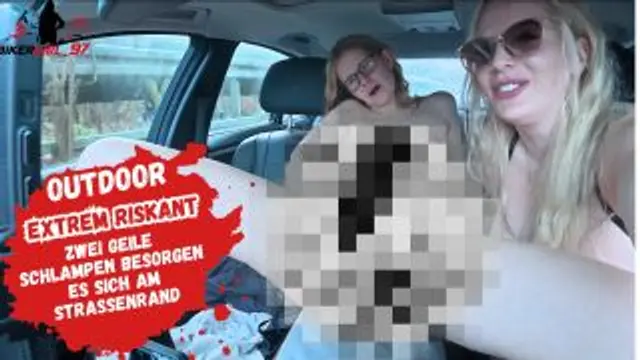 2 geile Auto Schlampen besorgen es sich! Car Sex extrem!