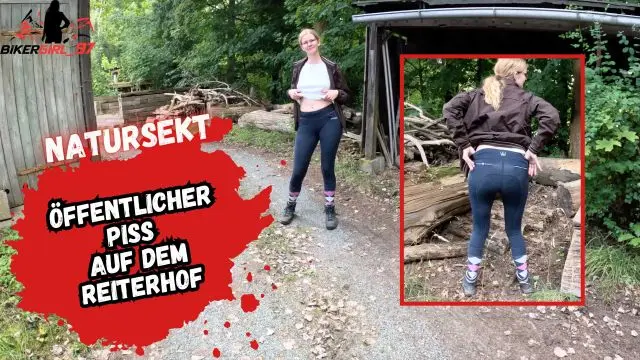 Dreißter Public Piss mitten auf dem Reiterhof.