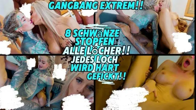 GANGBANG 8 SCHWÄNZE STOPFEN 2 FOTZEN!